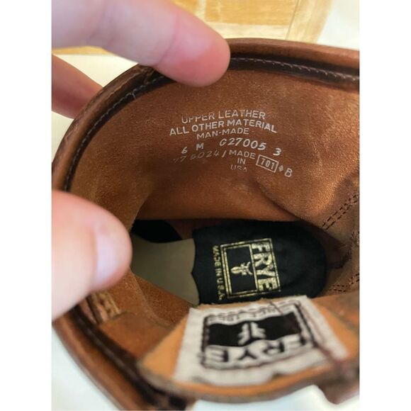 FRYE Smith Engineer Distressed Brown Leather Boots Women’s Sz 6 - Picture 12 of 13